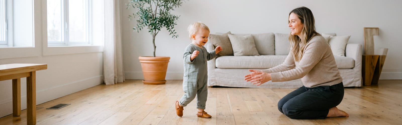 Paediatric physiotherapist assessing delayed walking milestones in a toddler