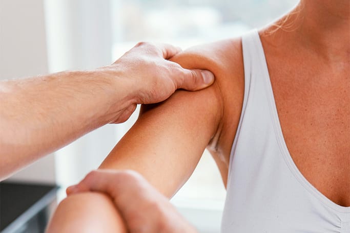Non-invasive pain relief techniques being applied to a patient to manage acute and chronic inflammation.